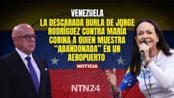SHAMELESS MOCKERY by Jorge Rodríguez of María Corina, showing her "abandoned" at an airport