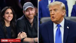 ハリー英王子夫妻が帰国して「うれしい」　トランプ米大統領、記者の質問に