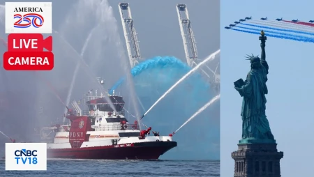 Tall Ships Parade in New York Harbor for America 250