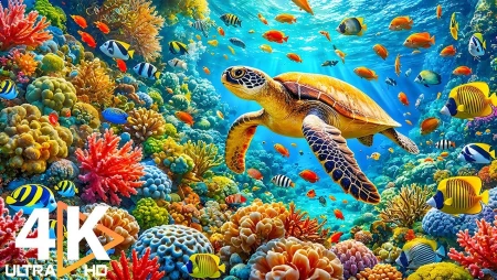 4K Aquarium: Jellyfish and Coral Reef Fish